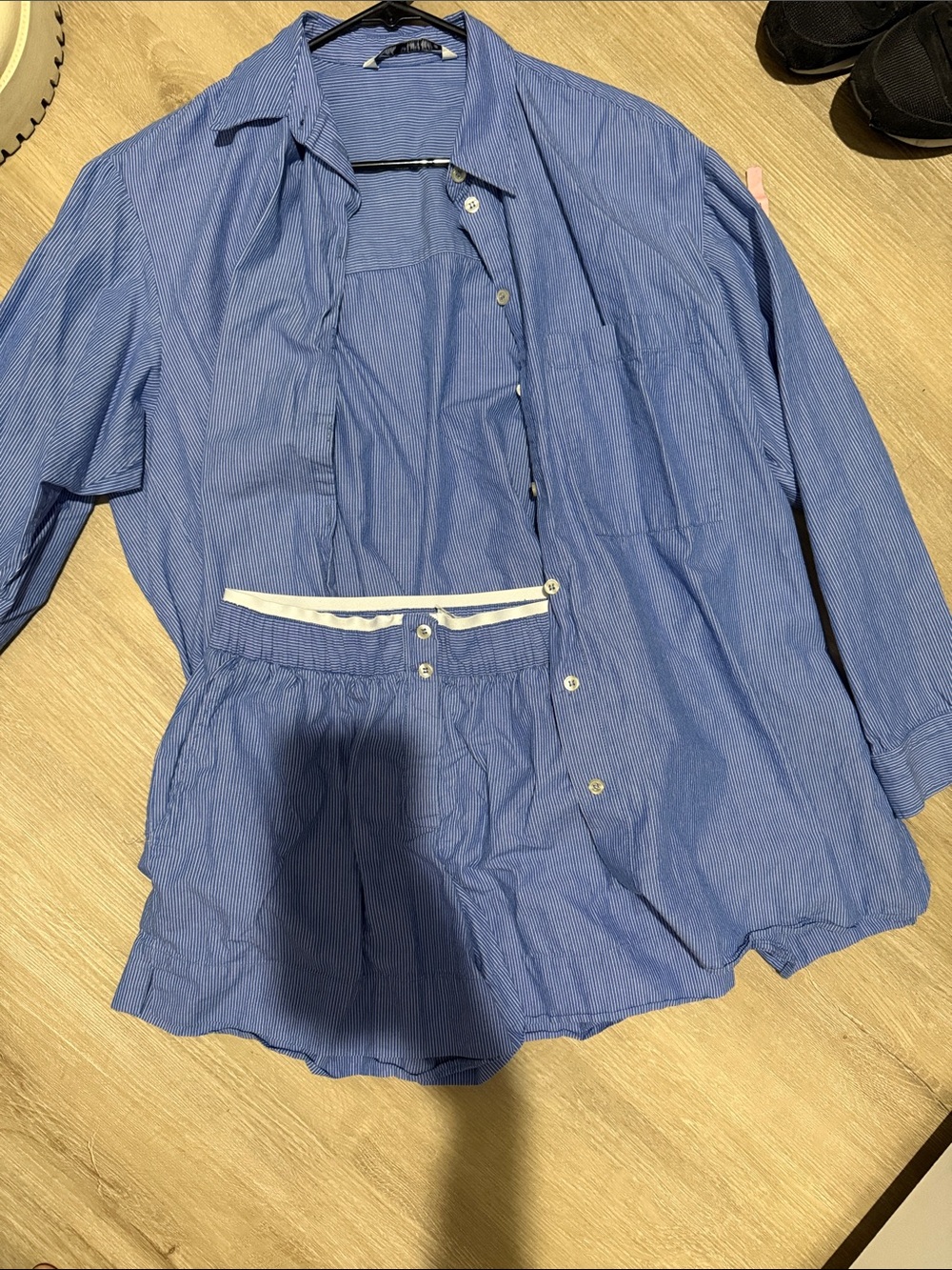 Zara Blue Pinstripe Shirt Jacket